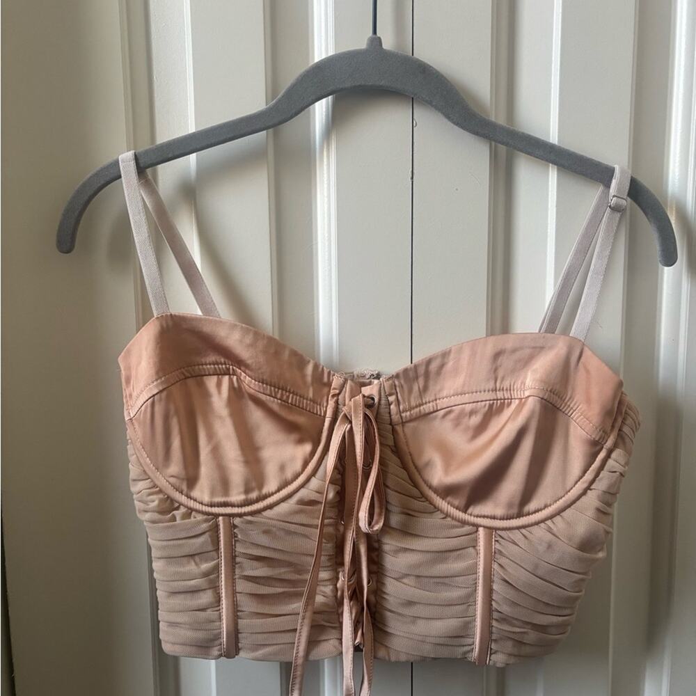 Elegant Peach Ruched Tank Top - Picture 1 of 7